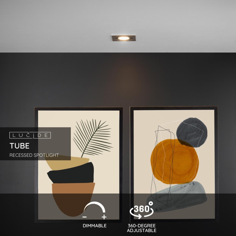 Lucide TUBE - Zapustené bodové svietidlo - 1xGU10 - Satin Chrome